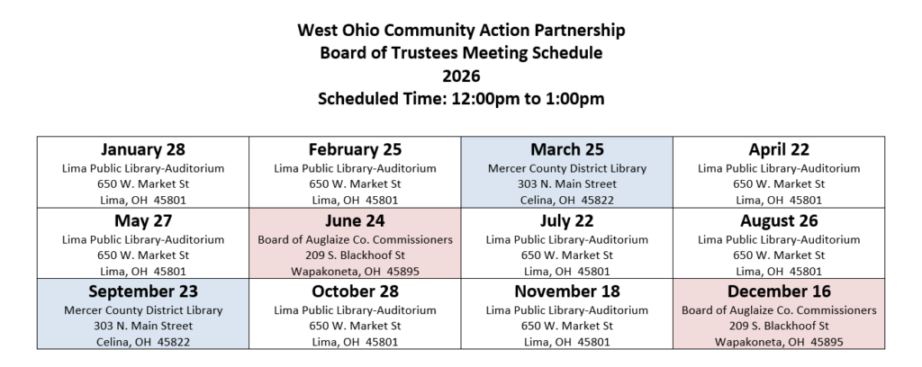 2026 Board Meeting Schedule